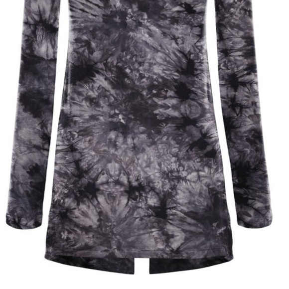 NEW SOFT TIE DYE CARDIGAN JACKET SWEATER BLACK TOP - Picture 3 of 5